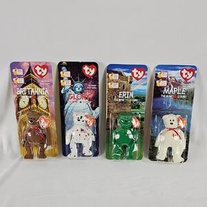 Ty Britannia, Glory, Erin, Maple Beanie Babies - Brown, White, Green